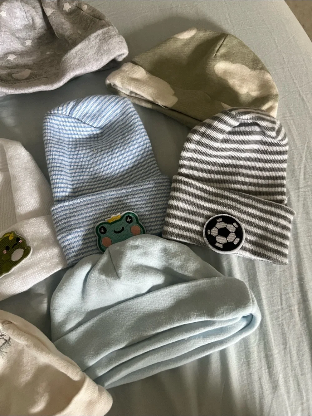 Baby Beanie Hat Set - Assorted Blue, White, Cream & Gray
